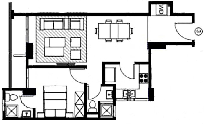 1 Bedroom Apartment - Type 1 floor plan
