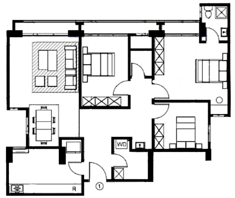 3 Bedroom Apartment - Type 1 floor plan