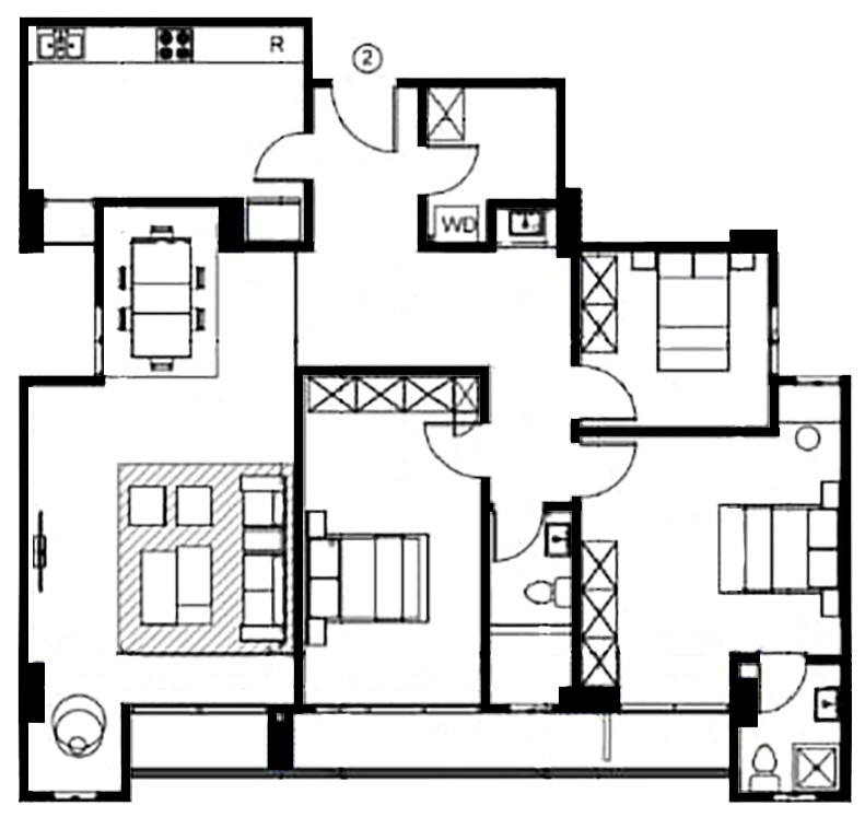 3 Bedroom Apartment - Type 2 floor plan